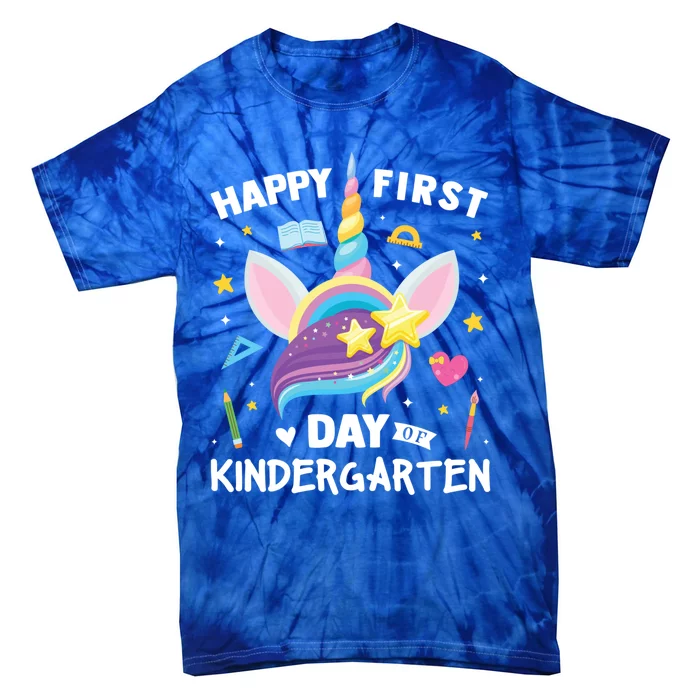 Cute Kindergarten Unicorn Happy First Day Of School Gift Tie-Dye T-Shirt