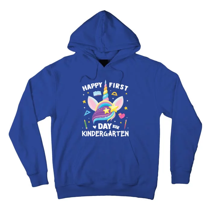 Cute Kindergarten Unicorn Happy First Day Of School Gift Tall Hoodie