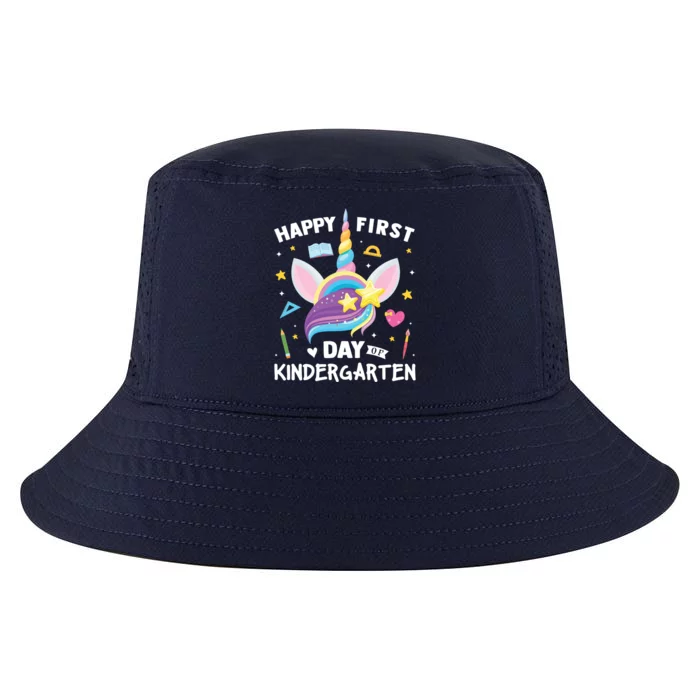 Cute Kindergarten Unicorn Happy First Day Of School Gift Cool Comfort Performance Bucket Hat