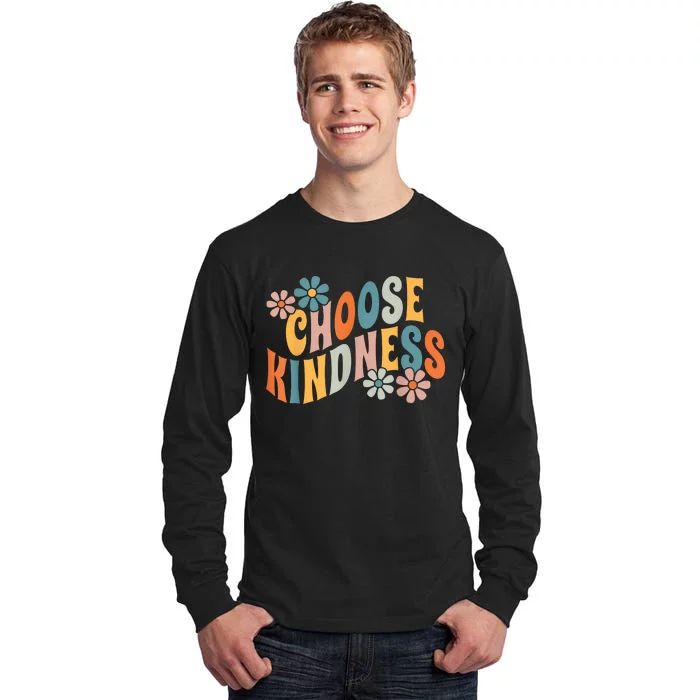 Choose Kindness Vintage Retro Groovy Be Kind Inspirational Tall Long Sleeve T-Shirt