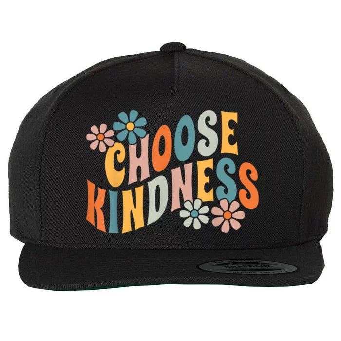 Choose Kindness Vintage Retro Groovy Be Kind Inspirational Wool Snapback Cap