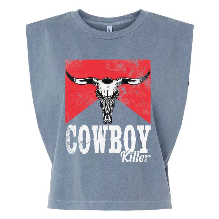 Cowboy Killer Western Cowgirl Cowboy Killers Bull Horn Garment-Dyed Women's Muscle Tee