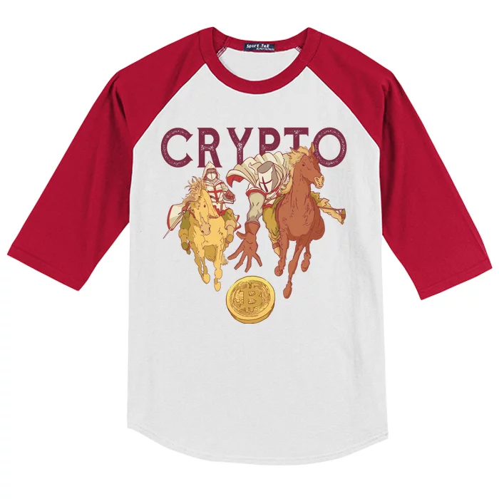 Crypto Knight Warrior Bitcoin Kids Colorblock Raglan Jersey