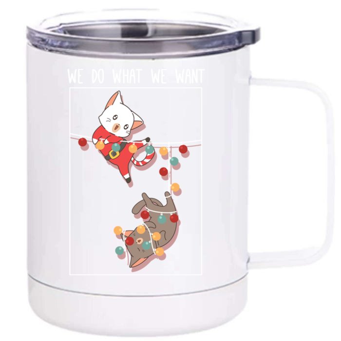 Cute Kittens We So What We Want Santa Costume Christmas Cats Gift Front & Back 12oz Stainless Steel Tumbler Cup