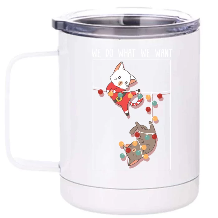 Cute Kittens We So What We Want Santa Costume Christmas Cats Gift Front & Back 12oz Stainless Steel Tumbler Cup