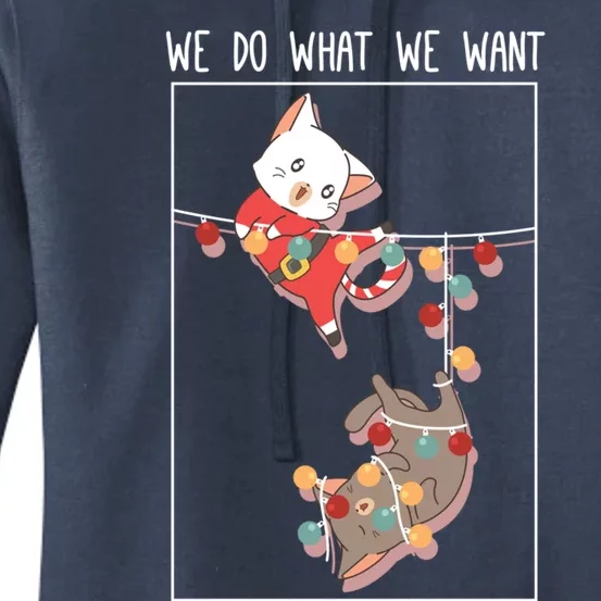 Cute Kittens We So What We Want Santa Costume Christmas Cats Meaningful Gift Women's Pullover Hoodie