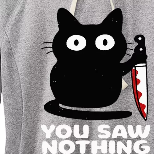 Cat Knife You Saw Nothing Women's Fleece Hoodie