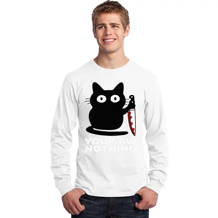 Cat Knife You Saw Nothing Long Sleeve Shirt