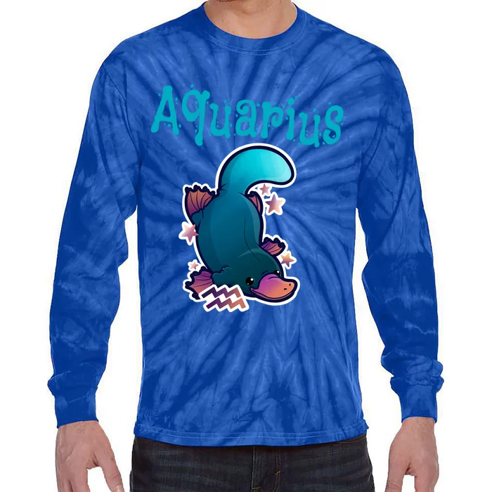 Cute Kawaii Zodiac Aquarius Platypus Astrology Horoscope Gift Tie-Dye Long Sleeve Shirt