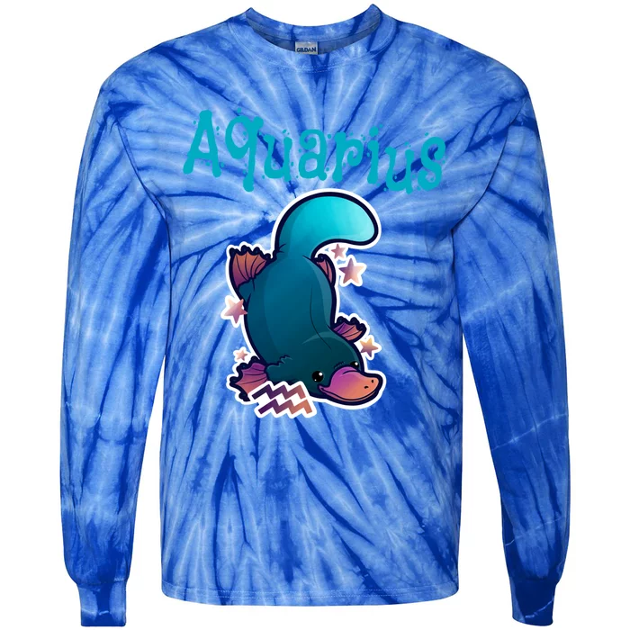 Cute Kawaii Zodiac Aquarius Platypus Astrology Horoscope Gift Tie-Dye Long Sleeve Shirt