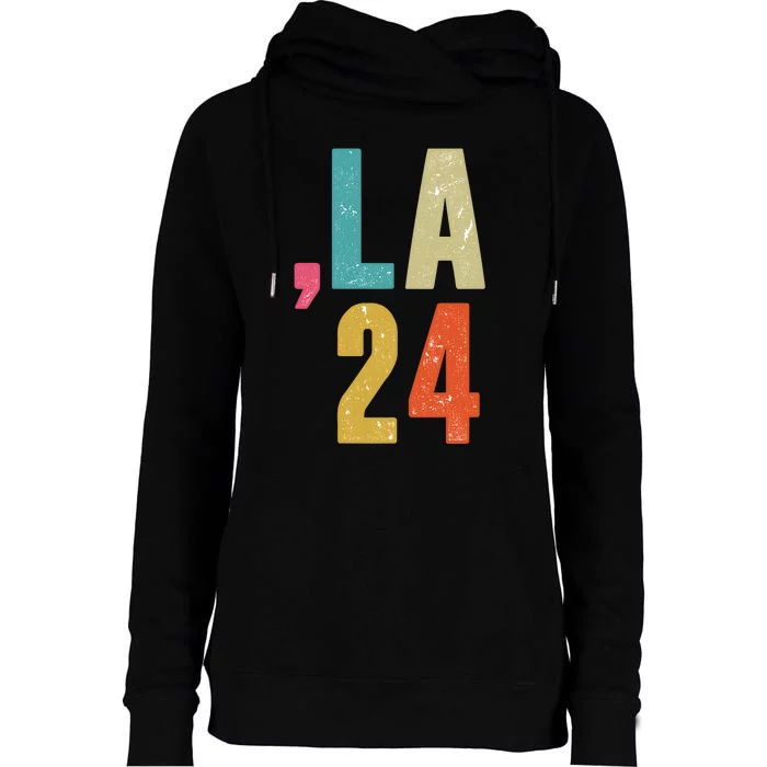 Comma La 24 Kamala 2024 Fun Retro Style Womens Funnel Neck Pullover Hood