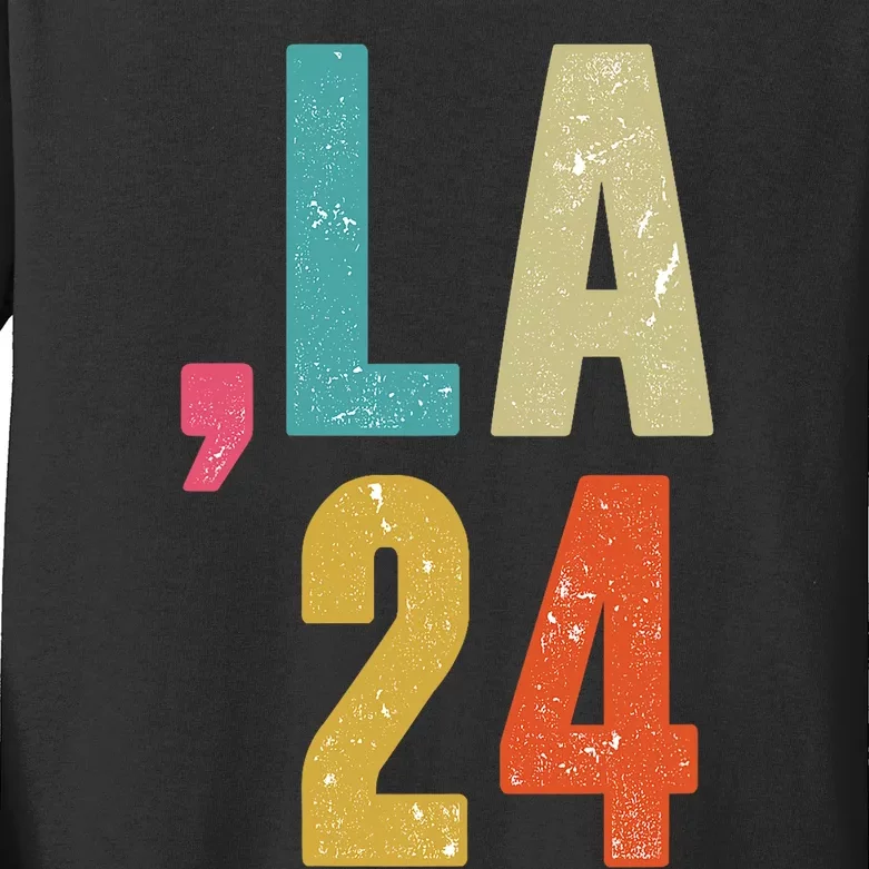 Comma La 24 Kamala 2024 Fun Retro Style Kids Long Sleeve Shirt