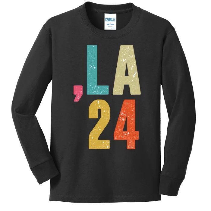 Comma La 24 Kamala 2024 Fun Retro Style Kids Long Sleeve Shirt