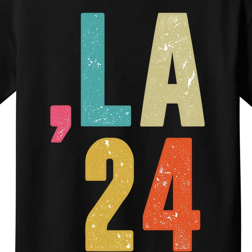 Comma La 24 Kamala 2024 Fun Retro Style Kids T-Shirt