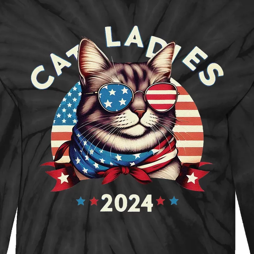 Cat Ladies 2024 The Presidential Campaign Kamala Harris 2024 Tie-Dye Long Sleeve Shirt