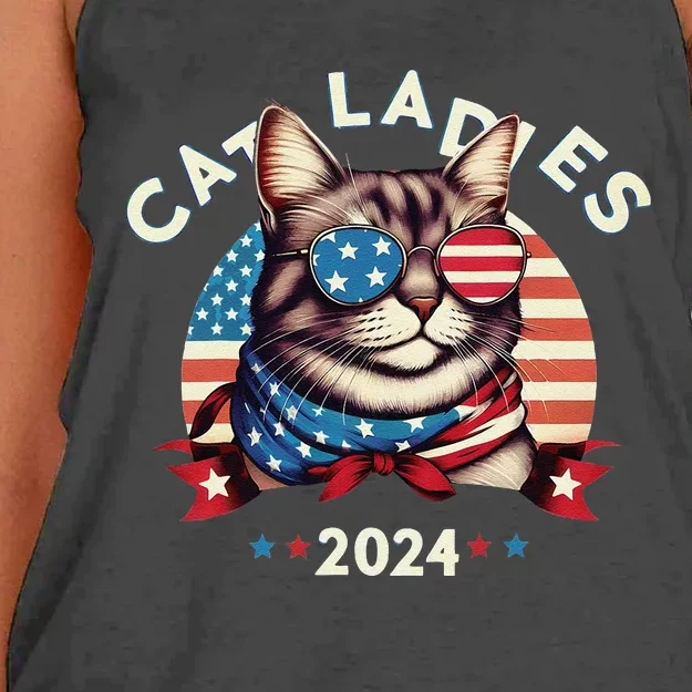 Cat Ladies 2024 The Presidential Campaign Kamala Harris 2024 Women's Knotted Racerback Tank