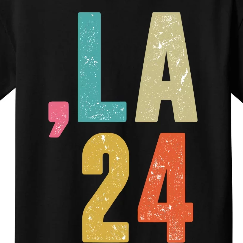 Comma La 24 Kamala 2024 Fun Retro Style Kids T-Shirt