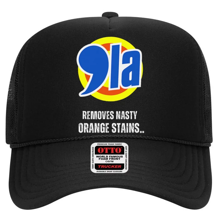 Comma La 2024 Funny Orange Trump High Crown Mesh Trucker Hat