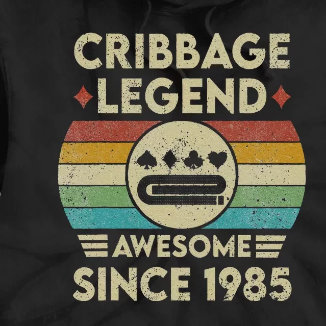 Cribbage Legend 37 Years Old Awesome Since 1985 Cribbage Tie Dye Hoodie