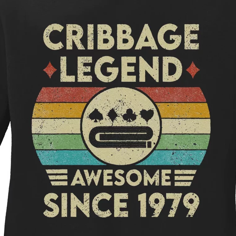 Cribbage Legend 43 Years Old Awesome Since 1979 Cribbage Ladies Long Sleeve Shirt