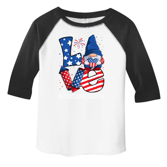 Coordinator Love 4th Of July Gnome Usa Patriotic Gift Toddler Fine Jersey T-Shirt