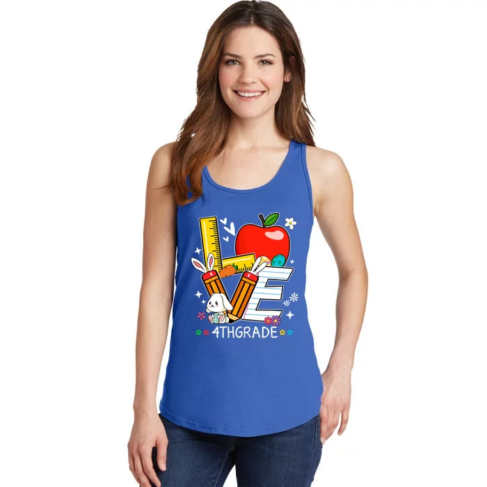 Cute Love 4th Grade Bunny Student Teacher Eggs Easter Day Gift Ladies Essential Tank