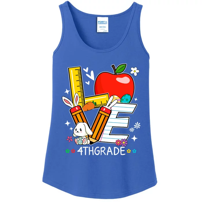 Cute Love 4th Grade Bunny Student Teacher Eggs Easter Day Gift Ladies Essential Tank