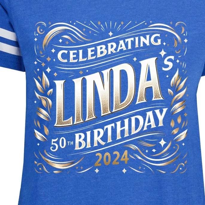 Celebrating LindaS 50th Birthday 2024 Enza Ladies Jersey Football T-Shirt