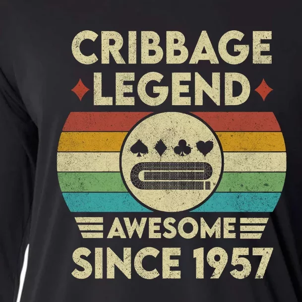 Cribbage Legend 65 Years Old Awesome Since 1957 Cribbage Cooling Performance Long Sleeve Crew