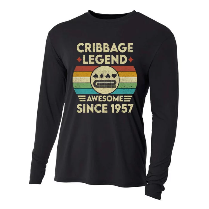 Cribbage Legend 65 Years Old Awesome Since 1957 Cribbage Cooling Performance Long Sleeve Crew