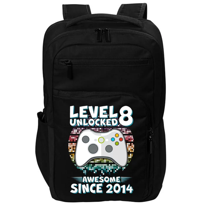 Cool Level 8 Unlocked Awesome Since 2014 Gamer Impact Tech Backpack