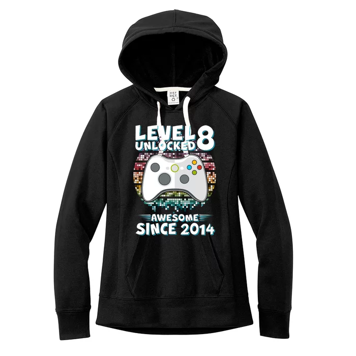 Cool Level 8 Unlocked Awesome Since 2014 Gamer Women's Fleece Hoodie