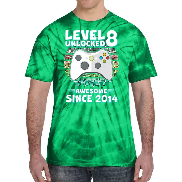 Cool Level 8 Unlocked Awesome Since 2014 Gamer Tie-Dye T-Shirt