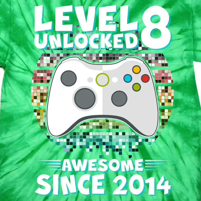 Cool Level 8 Unlocked Awesome Since 2014 Gamer Tie-Dye T-Shirt