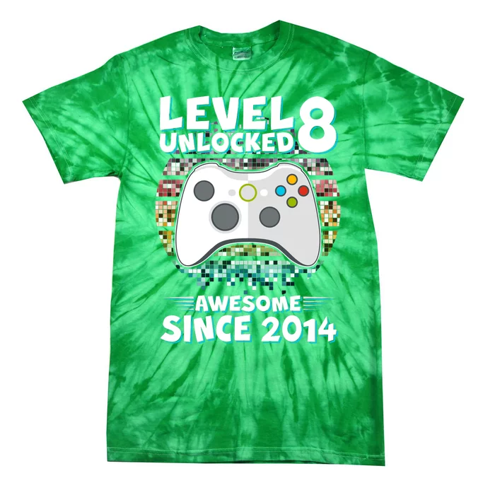 Cool Level 8 Unlocked Awesome Since 2014 Gamer Tie-Dye T-Shirt