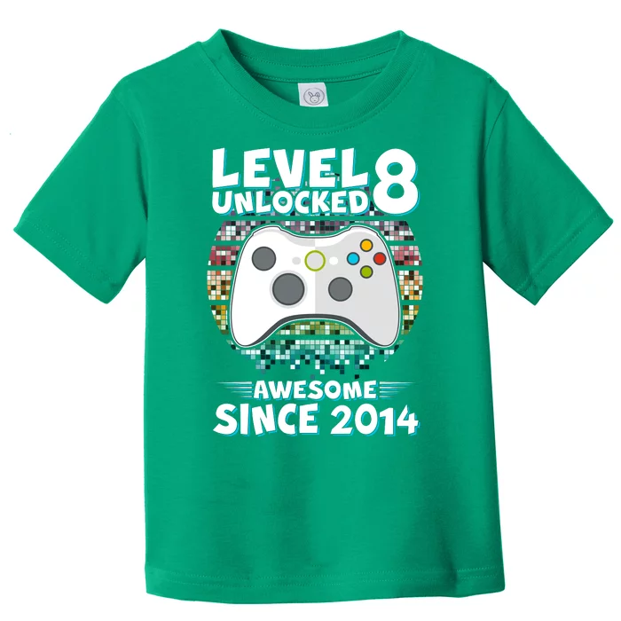 Cool Level 8 Unlocked Awesome Since 2014 Gamer Toddler T-Shirt