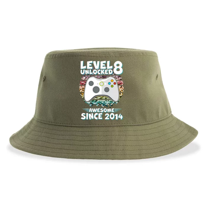 Cool Level 8 Unlocked Awesome Since 2014 Gamer Sustainable Bucket Hat