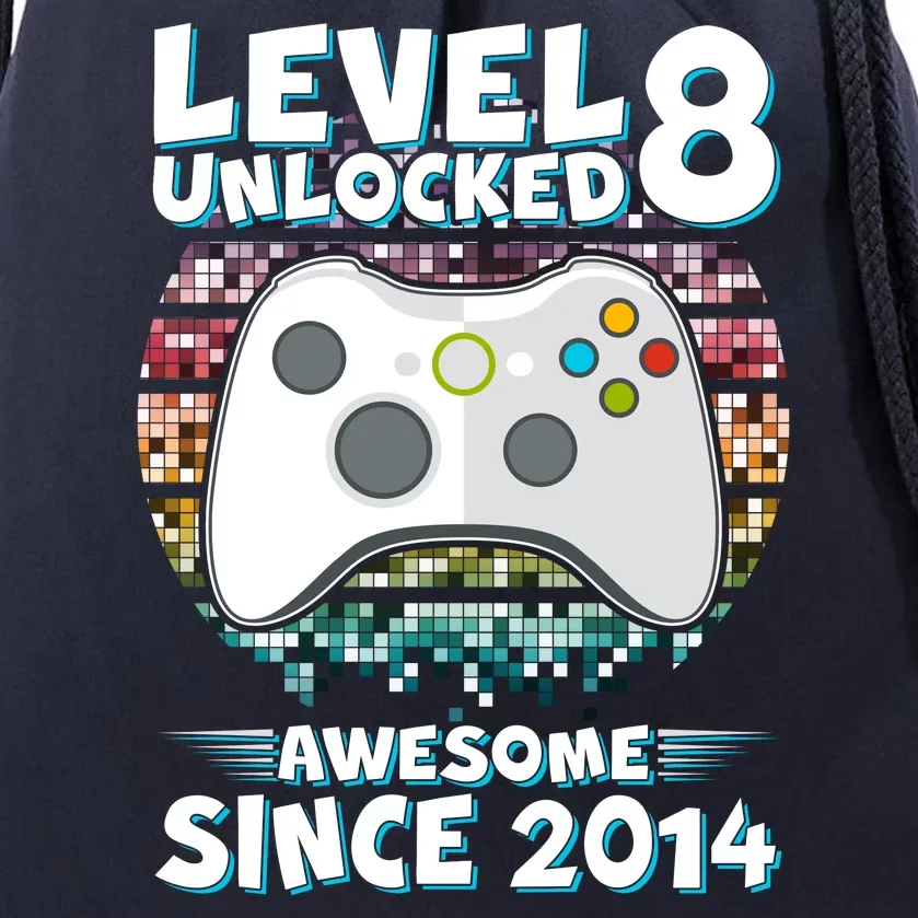 Cool Level 8 Unlocked Awesome Since 2014 Gamer Drawstring Bag