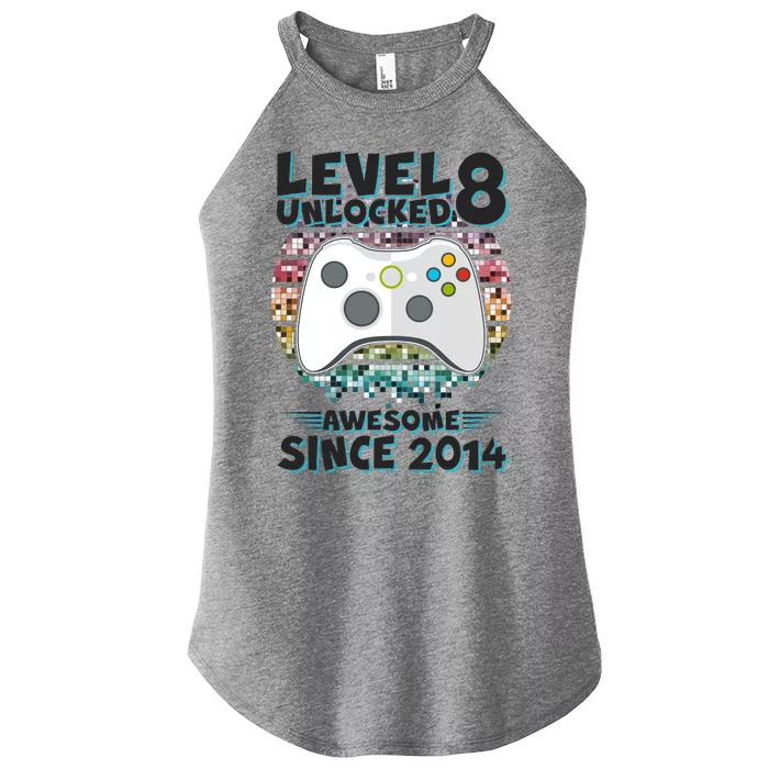 Cool Level 8 Unlocked Awesome Since 2014 Gamer Women’s Perfect Tri Rocker Tank