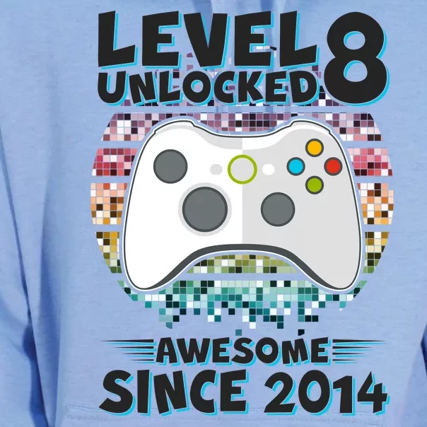 Cool Level 8 Unlocked Awesome Since 2014 Gamer Unisex Surf Hoodie