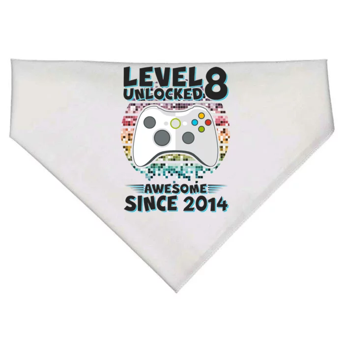 Cool Level 8 Unlocked Awesome Since 2014 Gamer USA-Made Doggie Bandana