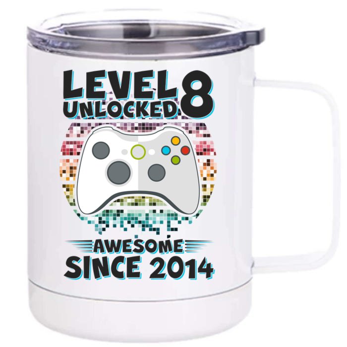 Cool Level 8 Unlocked Awesome Since 2014 Gamer Front & Back 12oz Stainless Steel Tumbler Cup