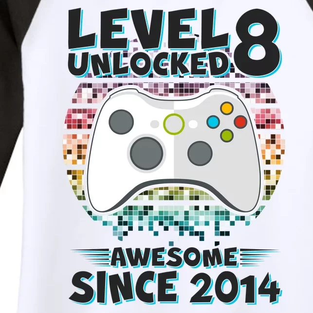 Cool Level 8 Unlocked Awesome Since 2014 Gamer Women's Tri-Blend 3/4-Sleeve Raglan Shirt