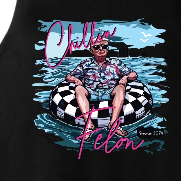 Chillin Like A Felon Funny Trump Summer 2024 Ladies Tri-Blend Wicking Tank