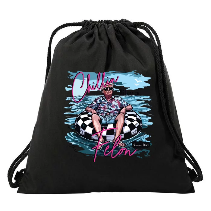 Chillin Like A Felon Funny Trump Summer 2024 Drawstring Bag