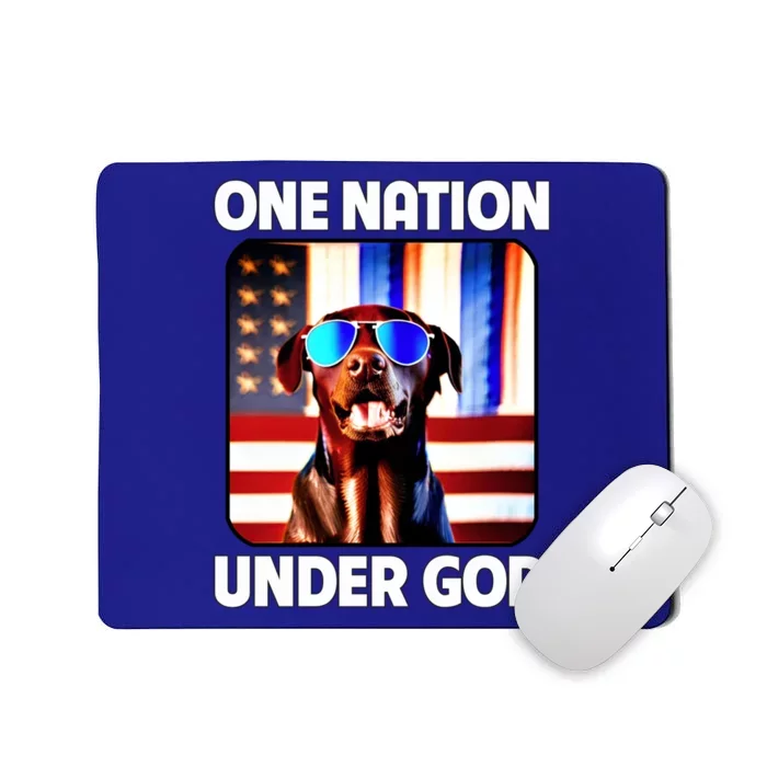 Chocolate Lab American Flag One Nation Under God Patriotic Great Gift Mousepad