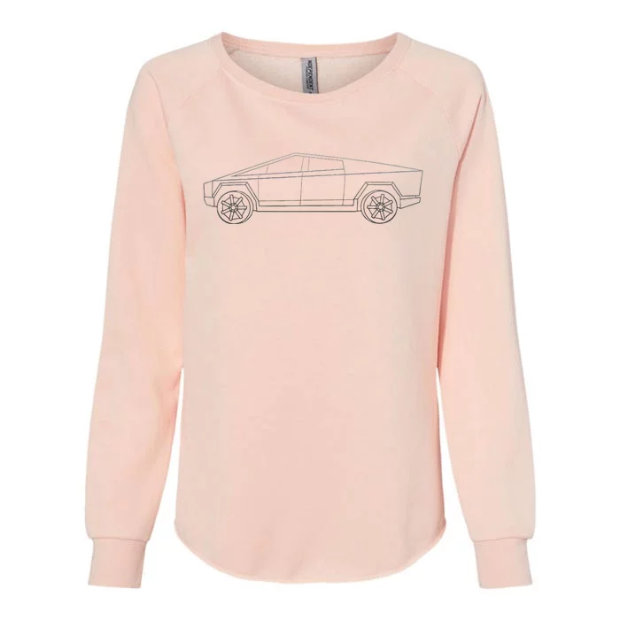 Cybertrucks Line Art Futuristic Truck Cyber Design Ev Fan Womens California Wash Sweatshirt