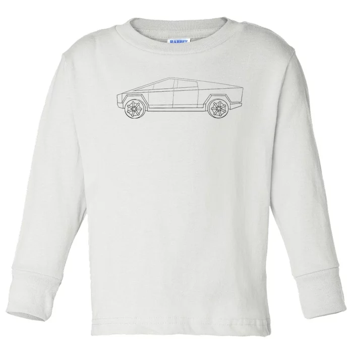 Cybertrucks Line Art Futuristic Truck Cyber Design Ev Fan Toddler Long Sleeve Shirt