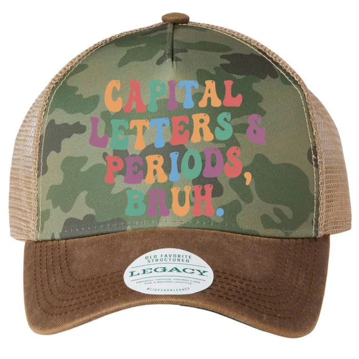 Capital Letters and Periods Bruh Bruh Teacher Legacy Tie Dye Trucker Hat