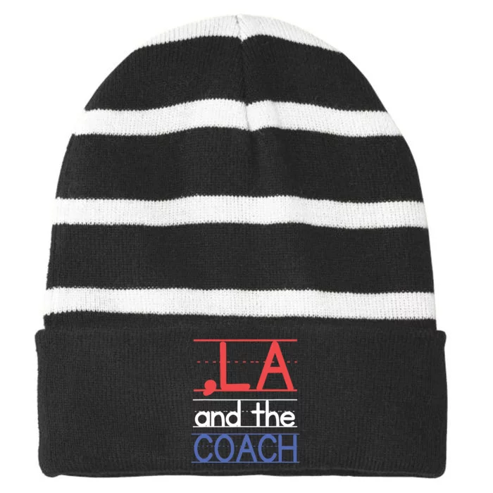 Comma La And The Coach Harris Walz 2024 Educators Striped Beanie with Solid Band